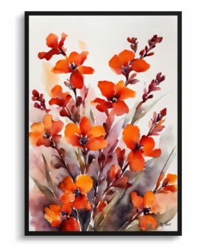 Wallflower Watercolour Botanical Art Print - Erysimum Winter Orchid Framed Plant Wall Art