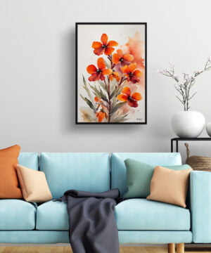 Wallflower Watercolour Botanical Art Print - Erysimum Winter Orchid Minimalist Framed Plant Wall Art 15 Wallflower Watercolour Botanical Art Print - Erysimum Winter Orchid Minimalist Framed Plant Wall Art - Image 2