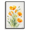 Californica Poppy Watercolour Botanical Art Print - Eschscholzia Minimalist Framed Plant Wall Art 2 watercolour botanical print flowers eschscholzia californica minimalist front view