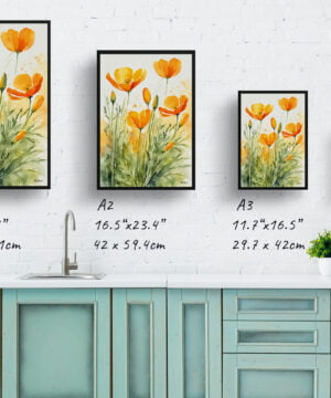 Californica Poppy Watercolour Botanical Art Print - Eschscholzia Framed Plant Wall Art 17 Californica Poppy Watercolour Botanical Art Print - Eschscholzia Framed Plant Wall Art - Image 4
