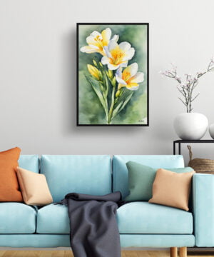 Cape-cowslip Watercolour Botanical Art Print - Freesia Framed Plant Wall Art 15 Cape-cowslip Watercolour Botanical Art Print - Freesia Framed Plant Wall Art - Image 2