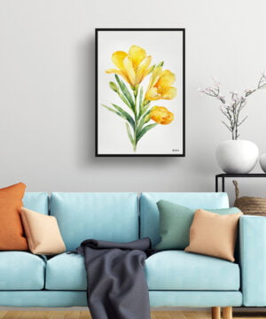 Cape-cowslip Watercolour Botanical Art Print - Freesia Minimalist Framed Plant Wall Art 15 Cape-cowslip Watercolour Botanical Art Print - Freesia Minimalist Framed Plant Wall Art - Image 2