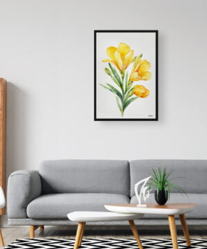 Cape-cowslip Watercolour Botanical Art Print - Freesia Minimalist Framed Plant Wall Art 16 Cape-cowslip Watercolour Botanical Art Print - Freesia Minimalist Framed Plant Wall Art - Image 3