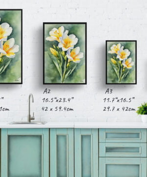 Cape-cowslip Watercolour Botanical Art Print - Freesia Framed Plant Wall Art 17 Cape-cowslip Watercolour Botanical Art Print - Freesia Framed Plant Wall Art - Image 4