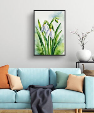 Giant Snowdrop Watercolour Botanical Art Print - Galanthus Elwesii Framed Plant Wall Art 15 Giant Snowdrop Watercolour Botanical Art Print - Galanthus Elwesii Framed Plant Wall Art - Image 2