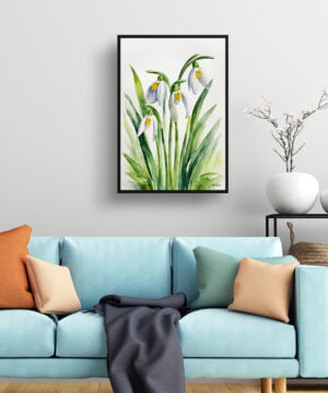 Giant Snowdrop Watercolour Botanical Art Print - Galanthus Elwesii Minimalist Framed Plant Wall Art 15 Giant Snowdrop Watercolour Botanical Art Print - Galanthus Elwesii Minimalist Framed Plant Wall Art - Image 2