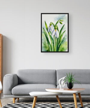 Giant Snowdrop Watercolour Botanical Art Print - Galanthus Elwesii Framed Plant Wall Art 16 Giant Snowdrop Watercolour Botanical Art Print - Galanthus Elwesii Framed Plant Wall Art - Image 3