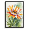 Gazania Watercolour Botanical Art Print - African Daisy Treasure Flower Framed Plant Wall Art 1 watercolour botanical print flowers gazania front view