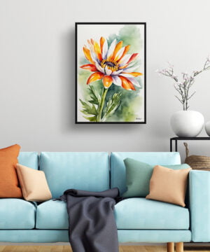 Gazania Watercolour Botanical Art Print - African Daisy Treasure Flower Framed Plant Wall Art 15 Gazania Watercolour Botanical Art Print - African Daisy Treasure Flower Framed Plant Wall Art - Image 2