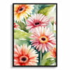 Jamesonii daisy Watercolour Botanical Art Print - Gerbera Framed Plant Wall Art 2 watercolour botanical print flowers gerbera front view