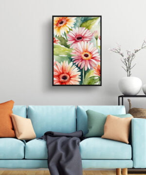 Jamesonii daisy Watercolour Botanical Art Print - Gerbera Framed Plant Wall Art 15 Jamesonii daisy Watercolour Botanical Art Print - Gerbera Framed Plant Wall Art - Image 2