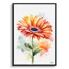 Jamesonii daisy Watercolour Botanical Art Print - Gerbera Minimalist Framed Plant Wall Art 1 watercolour botanical print flowers gerbera minimalist front view