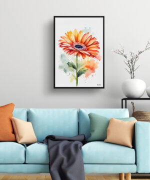 Jamesonii daisy Watercolour Botanical Art Print - Gerbera Minimalist Framed Plant Wall Art 15 Jamesonii daisy Watercolour Botanical Art Print - Gerbera Minimalist Framed Plant Wall Art - Image 2