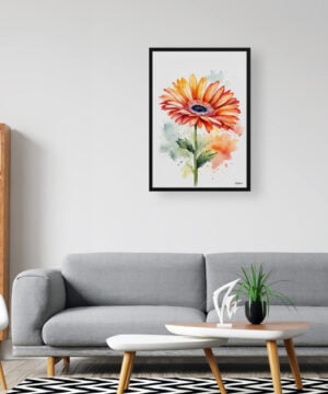 Jamesonii daisy Watercolour Botanical Art Print - Gerbera Minimalist Framed Plant Wall Art 16 Jamesonii daisy Watercolour Botanical Art Print - Gerbera Minimalist Framed Plant Wall Art - Image 3