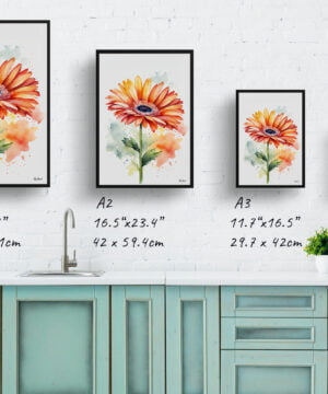 Jamesonii daisy Watercolour Botanical Art Print - Gerbera Minimalist Framed Plant Wall Art 17 Jamesonii daisy Watercolour Botanical Art Print - Gerbera Minimalist Framed Plant Wall Art - Image 4