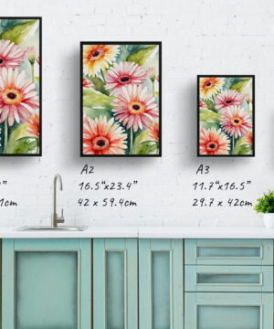 Jamesonii daisy Watercolour Botanical Art Print - Gerbera Framed Plant Wall Art 17 Jamesonii daisy Watercolour Botanical Art Print - Gerbera Framed Plant Wall Art - Image 4