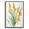 Sword Lily Watercolour Botanical Art Print - Gladiolus Communis Byzantinus Minimalist Framed Plant Wall Art 2 watercolour botanical print flowers gladiolus communis byzantinus minimalist front view
