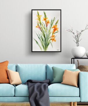 Sword Lily Watercolour Botanical Art Print - Gladiolus Communis Byzantinus Minimalist Framed Plant Wall Art 15 Sword Lily Watercolour Botanical Art Print - Gladiolus Communis Byzantinus Minimalist Framed Plant Wall Art - Image 2