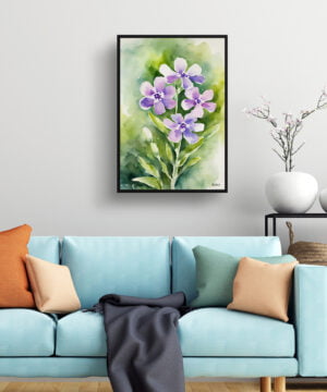 Dame's Rocket Watercolour Botanical Art Print - Hesperis Matronalis Framed Plant Wall Art - Image 2