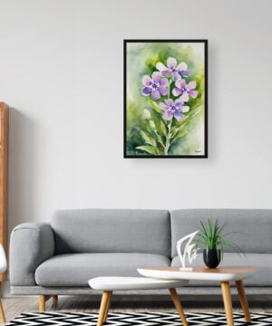Dame's Rocket Watercolour Botanical Art Print - Hesperis Matronalis Framed Plant Wall Art - Image 3