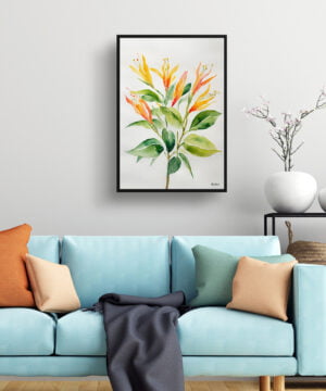 Honeysuckle Watercolour Botanical Art Print - Trumpet Flower Minimalist Framed Plant Wall Art 15 Honeysuckle Watercolour Botanical Art Print - Trumpet Flower Minimalist Framed Plant Wall Art - Image 2