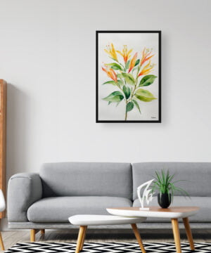 Honeysuckle Watercolour Botanical Art Print - Trumpet Flower Minimalist Framed Plant Wall Art 16 Honeysuckle Watercolour Botanical Art Print - Trumpet Flower Minimalist Framed Plant Wall Art - Image 3