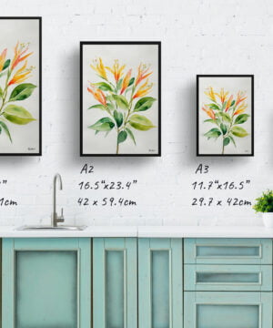 Honeysuckle Watercolour Botanical Art Print - Trumpet Flower Minimalist Framed Plant Wall Art 17 Honeysuckle Watercolour Botanical Art Print - Trumpet Flower Minimalist Framed Plant Wall Art - Image 4