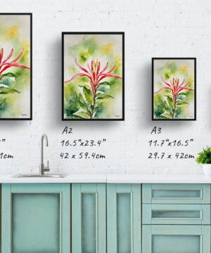 Honeysuckle Watercolour Botanical Art Print - Trumpet Flower Framed Plant Wall Art 17 Honeysuckle Watercolour Botanical Art Print - Trumpet Flower Framed Plant Wall Art - Image 4