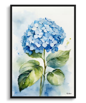 Hortensia Watercolour Botanical Art Print - Hydrangea Framed Plant Wall Art