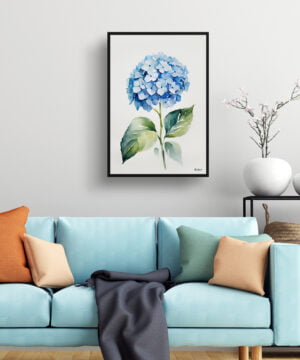 Hortensia Watercolour Botanical Art Print - Hydrangea Minimalist Framed Plant Wall Art 15 Hortensia Watercolour Botanical Art Print - Hydrangea Minimalist Framed Plant Wall Art - Image 2