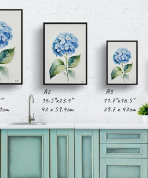 Hortensia Watercolour Botanical Art Print - Hydrangea Minimalist Framed Plant Wall Art 17 Hortensia Watercolour Botanical Art Print - Hydrangea Minimalist Framed Plant Wall Art - Image 4