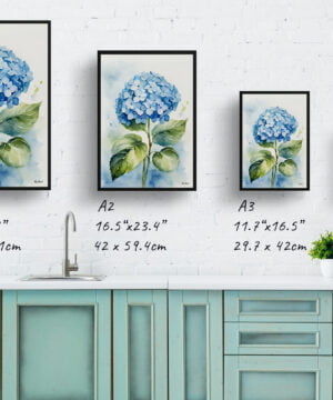 Hortensia Watercolour Botanical Art Print - Hydrangea Framed Plant Wall Art 17 Hortensia Watercolour Botanical Art Print - Hydrangea Framed Plant Wall Art - Image 4