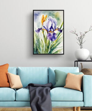 Fleur-de-lis Watercolour Botanical Art Print - Iris Framed Plant Wall Art 15 Fleur-de-lis Watercolour Botanical Art Print - Iris Framed Plant Wall Art - Image 2