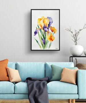 Fleur-de-lis Watercolour Botanical Art Print - Iris Minimalist Framed Plant Wall Art 15 Fleur-de-lis Watercolour Botanical Art Print - Iris Minimalist Framed Plant Wall Art - Image 2