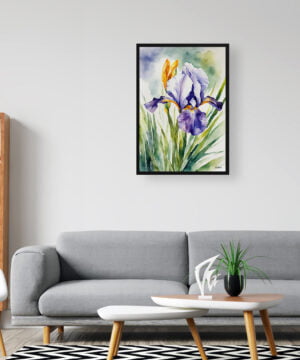 Fleur-de-lis Watercolour Botanical Art Print - Iris Framed Plant Wall Art 16 Fleur-de-lis Watercolour Botanical Art Print - Iris Framed Plant Wall Art - Image 3