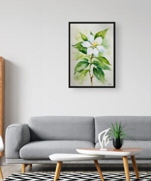 Jasminum officinale Watercolour Botanical Art Print - Jasmine Framed Plant Wall Art 16 Jasminum officinale Watercolour Botanical Art Print - Jasmine Framed Plant Wall Art - Image 3