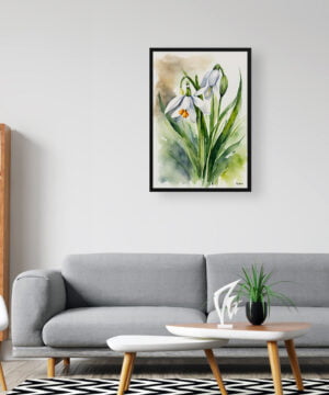 Giant Summer Snowflake Watercolour Botanical Art Print - Leucojum aestivum Framed Plant Wall Art 16 Giant Summer Snowflake Watercolour Botanical Art Print - Leucojum aestivum Framed Plant Wall Art - Image 3