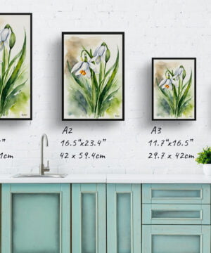 Giant Summer Snowflake Watercolour Botanical Art Print - Leucojum aestivum Framed Plant Wall Art 17 Giant Summer Snowflake Watercolour Botanical Art Print - Leucojum aestivum Framed Plant Wall Art - Image 4