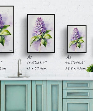 French Lilac Watercolour Botanical Art Print - Minimalist Framed Plant Wall Art 17 French Lilac Watercolour Botanical Art Print - Minimalist Framed Plant Wall Art - Image 4