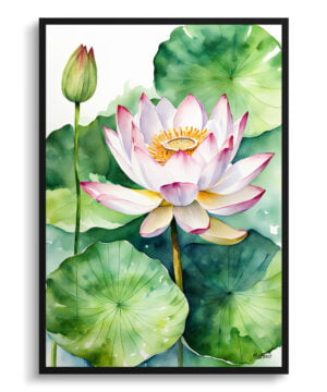 Lotus flower Watercolour Botanical Art Print - Sacred Framed Plant Wall Art