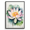 Lotus flower Watercolour Botanical Art Print - Sacred Minimalist Framed Plant Wall Art 2 watercolour botanical print flowers lotus flower minimalist front view