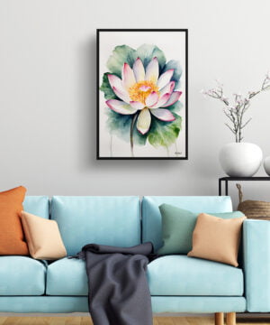 Lotus flower Watercolour Botanical Art Print - Sacred Minimalist Framed Plant Wall Art 15 Lotus flower Watercolour Botanical Art Print - Sacred Minimalist Framed Plant Wall Art - Image 2