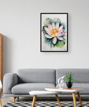 Lotus flower Watercolour Botanical Art Print - Sacred Minimalist Framed Plant Wall Art 16 Lotus flower Watercolour Botanical Art Print - Sacred Minimalist Framed Plant Wall Art - Image 3