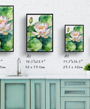 Lotus flower Watercolour Botanical Art Print - Sacred Framed Plant Wall Art 17 Lotus flower Watercolour Botanical Art Print - Sacred Framed Plant Wall Art - Image 4
