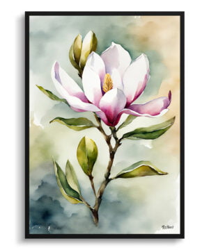 Evergreen Bull Bay Magnolia Watercolour Botanical Art Print - Framed Plant Wall Art