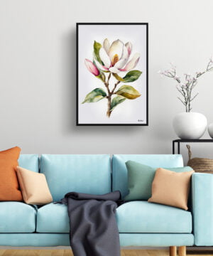 Evergreen Bull Bay Magnolia Watercolour Botanical Art Print - Minimalist Framed Plant Wall Art 15 Evergreen Bull Bay Magnolia Watercolour Botanical Art Print - Minimalist Framed Plant Wall Art - Image 2