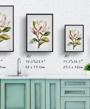 Evergreen Bull Bay Magnolia Watercolour Botanical Art Print - Minimalist Framed Plant Wall Art 17 Evergreen Bull Bay Magnolia Watercolour Botanical Art Print - Minimalist Framed Plant Wall Art - Image 4