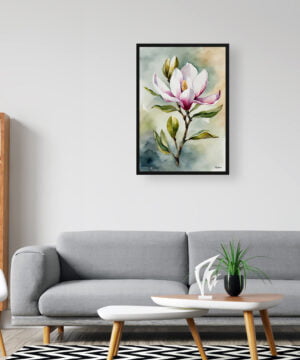 Evergreen Bull Bay Magnolia Watercolour Botanical Art Print - Framed Plant Wall Art 16 Evergreen Bull Bay Magnolia Watercolour Botanical Art Print - Framed Plant Wall Art - Image 3
