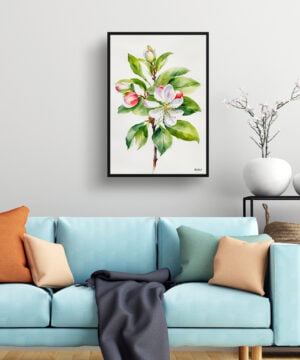 Howgate Wonder Apple Watercolour Botanical Art Print - Malus Domestica Minimalist Framed Plant Wall Art 15 Howgate Wonder Apple Watercolour Botanical Art Print - Malus Domestica Minimalist Framed Plant Wall Art - Image 2