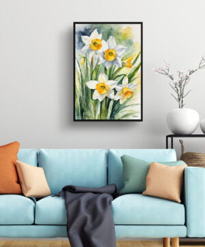 Daffodil Watercolour Botanical Art Print - Narcissus Hawera Framed Plant Wall Art 15 Daffodil Watercolour Botanical Art Print - Narcissus Hawera Framed Plant Wall Art - Image 2